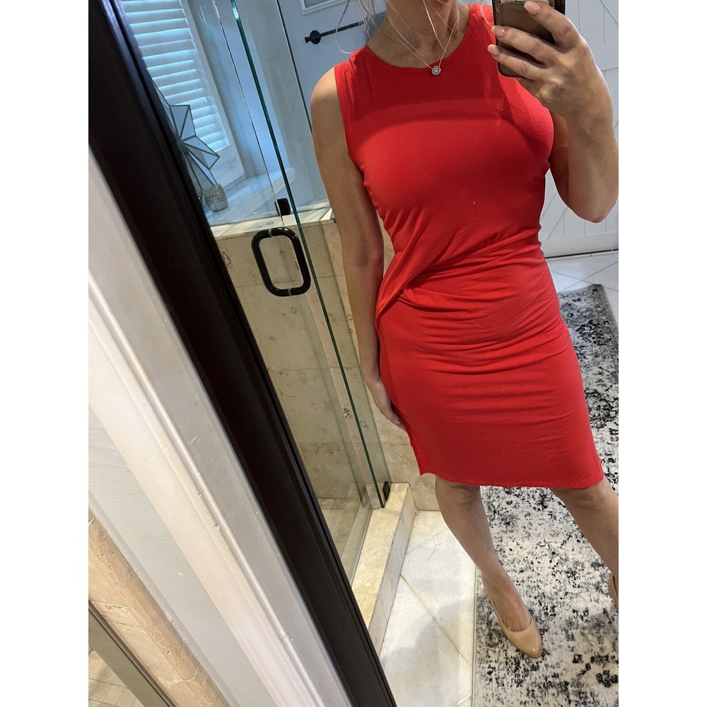 MICHAEL Michael Kors Red Pleated Sleeveless Faux Wrap Dress Grecian Drape P S